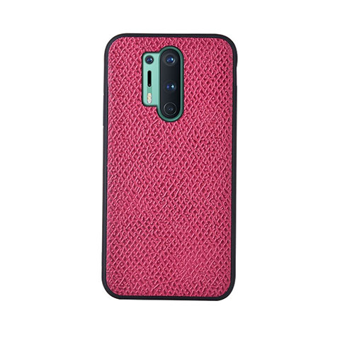 Coque Luxe Cuir Housse Etui R07 pour OnePlus 8 Pro Rose Rouge