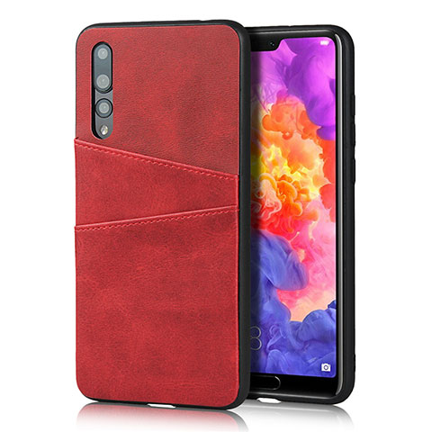 Coque Luxe Cuir Housse Etui R10 pour Huawei P20 Pro Rouge