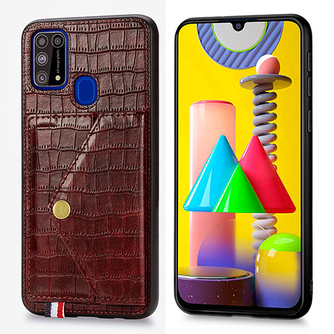 Coque Luxe Cuir Housse Etui S01D pour Samsung Galaxy M31 Prime Edition Marron