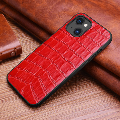 Coque Luxe Cuir Housse Etui S02 pour Apple iPhone 14 Rouge