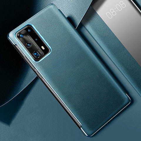 Coque Luxe Cuir Housse Etui S02 pour Huawei P40 Pro+ Plus Cyan