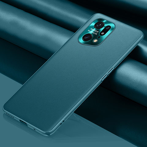 Coque Luxe Cuir Housse Etui S02 pour Oppo Find X5 Pro 5G Cyan