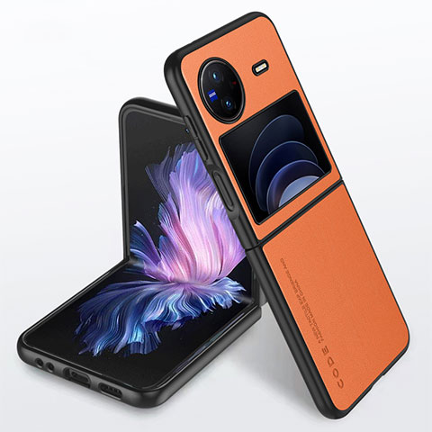 Coque Luxe Cuir Housse Etui S02 pour Vivo X Flip 5G Orange