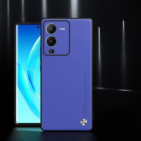 Coque Luxe Cuir Housse Etui S03 pour Vivo V25 Pro 5G Bleu