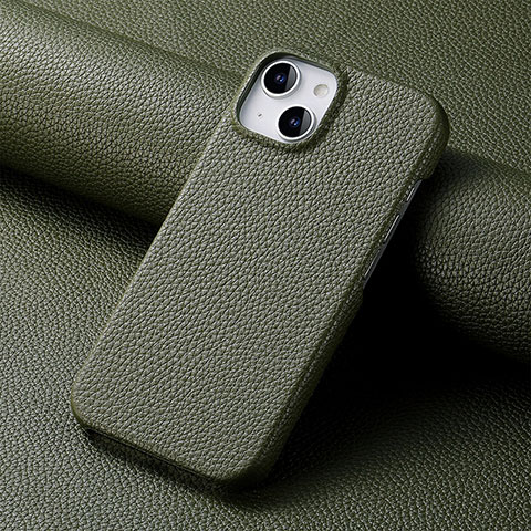 Coque Luxe Cuir Housse Etui S04D pour Apple iPhone 14 Plus Vert Nuit