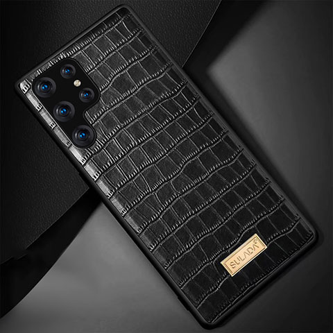 Coque Luxe Cuir Housse Etui S08 pour Samsung Galaxy S23 Ultra 5G Noir