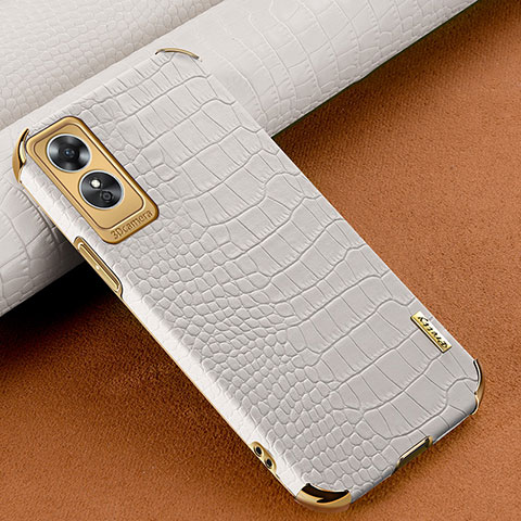 Coque Luxe Cuir Housse Etui XD1 pour Oppo A17 Blanc