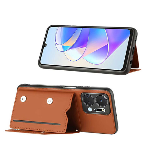 Coque Luxe Cuir Housse Etui Y01B pour Huawei Honor X7a Marron