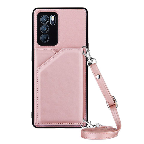 Coque Luxe Cuir Housse Etui Y02B pour Oppo Reno6 Pro 5G India Or Rose
