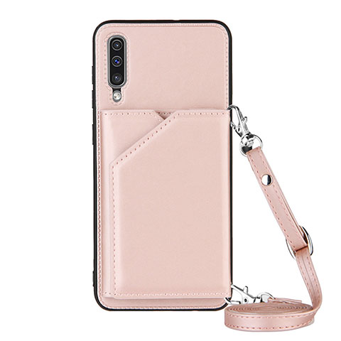 Coque Luxe Cuir Housse Etui Y02B pour Samsung Galaxy A50 Or Rose