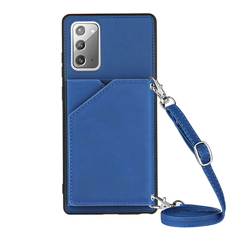 Coque Luxe Cuir Housse Etui Y02B pour Samsung Galaxy Note 20 5G Bleu