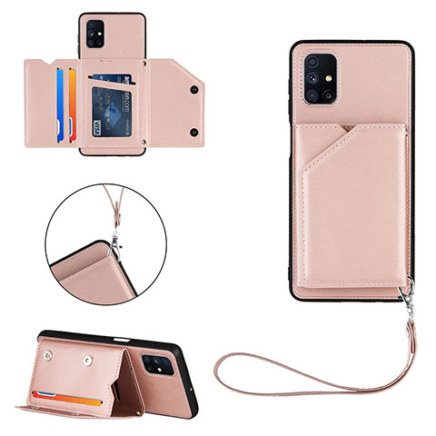 Coque Luxe Cuir Housse Etui Y03B pour Samsung Galaxy M51 Or Rose