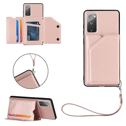 Coque Luxe Cuir Housse Etui Y03B pour Samsung Galaxy S20 FE 5G Or Rose