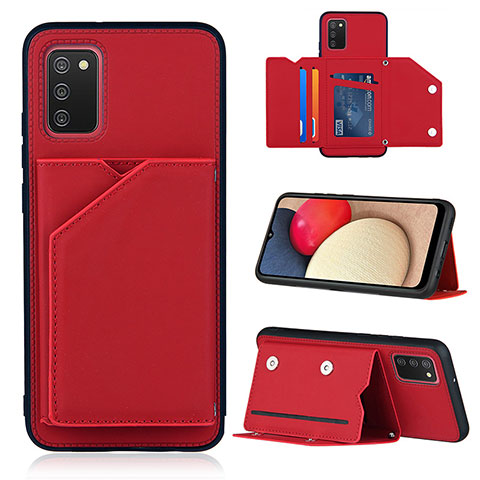 Coque Luxe Cuir Housse Etui Y04B pour Samsung Galaxy A02s Rouge