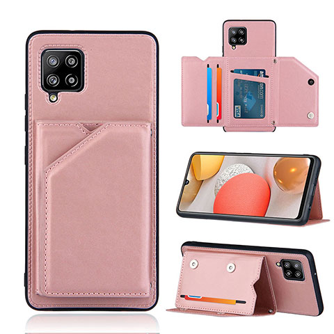 Coque Luxe Cuir Housse Etui Y04B pour Samsung Galaxy A42 5G Or Rose