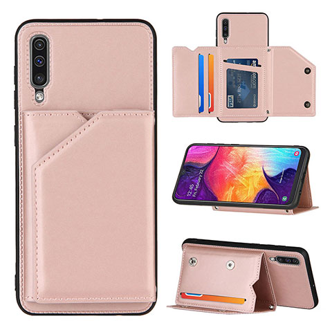 Coque Luxe Cuir Housse Etui Y04B pour Samsung Galaxy A50 Or Rose