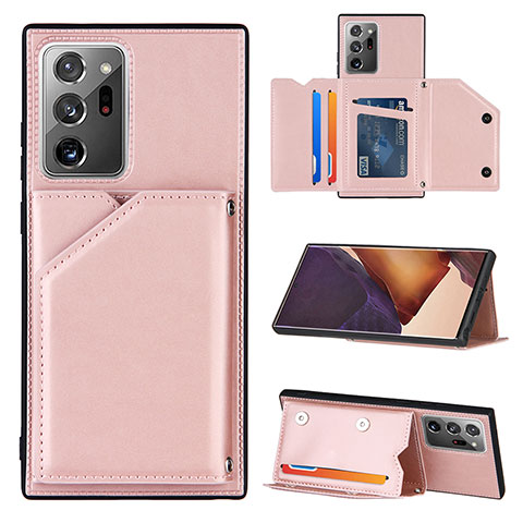 Coque Luxe Cuir Housse Etui Y04B pour Samsung Galaxy Note 20 Ultra 5G Or Rose