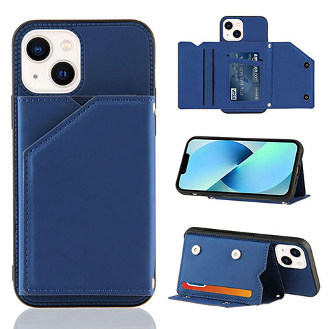 Coque Luxe Cuir Housse Etui Y05B pour Apple iPhone 14 Bleu
