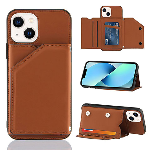 Coque Luxe Cuir Housse Etui Y05B pour Apple iPhone 14 Marron