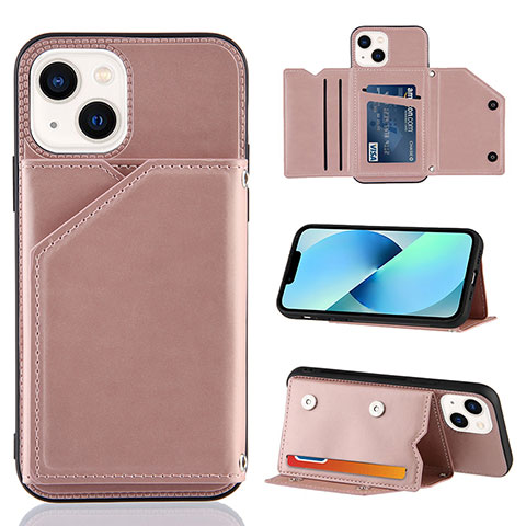 Coque Luxe Cuir Housse Etui Y05B pour Apple iPhone 14 Or Rose