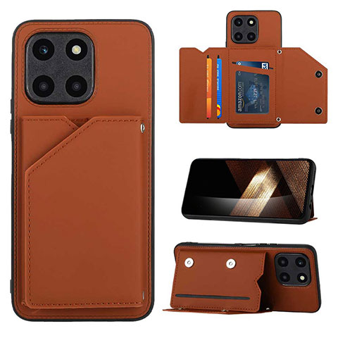 Coque Luxe Cuir Housse Etui YB1 pour Huawei Honor X6a Marron