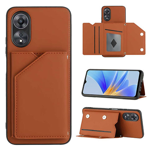 Coque Luxe Cuir Housse Etui YB1 pour Oppo A58 5G Marron