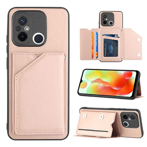 Coque Luxe Cuir Housse Etui YB1 pour Xiaomi Poco C55 Or Rose