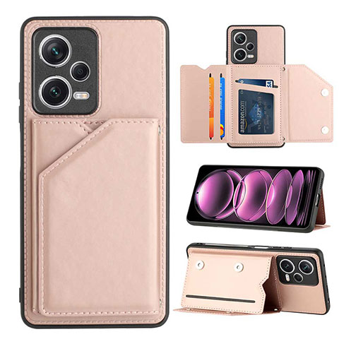 Coque Luxe Cuir Housse Etui YB2 pour Xiaomi Redmi Note 12 Pro 5G Or Rose