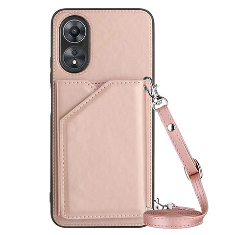 Coque Luxe Cuir Housse Etui YB3 pour Oppo A78 5G Or Rose