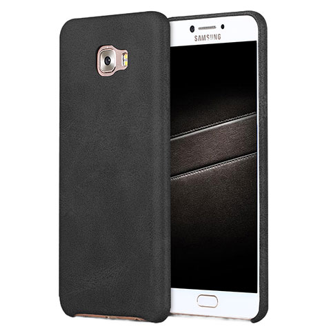 Coque Luxe Cuir Housse L01 pour Samsung Galaxy C7 Pro C7010 Noir