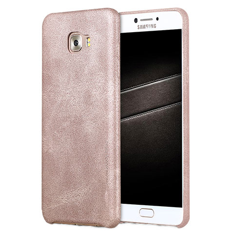 Coque Luxe Cuir Housse L01 pour Samsung Galaxy C7 Pro C7010 Or Rose