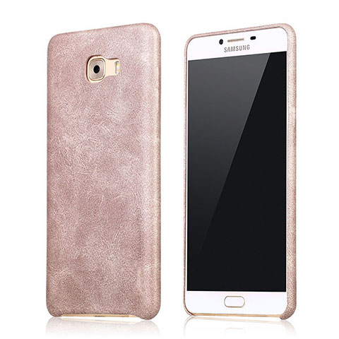 Coque Luxe Cuir Housse L01 pour Samsung Galaxy C9 Pro C9000 Or Rose