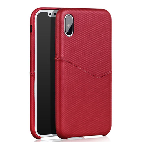 Coque Luxe Cuir Housse L05 pour Apple iPhone Xs Rouge