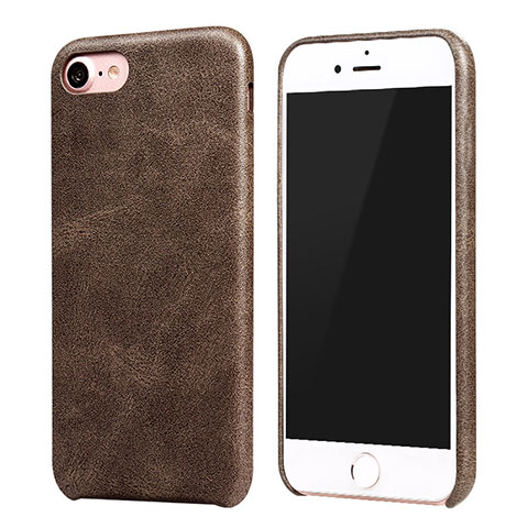 Coque Luxe Cuir Housse pour Apple iPhone 7 Marron