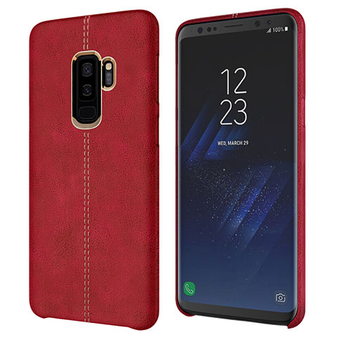 Coque Luxe Cuir Housse pour Samsung Galaxy S9 Plus Rouge
