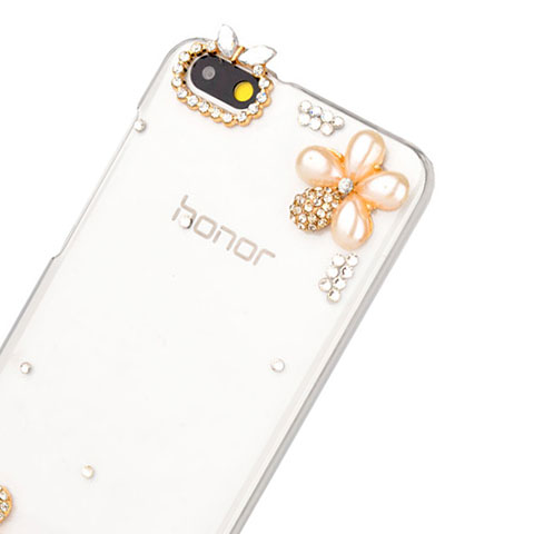 Coque Luxe Strass Diamant Bling Fleurs pour Huawei Honor 4X Blanc
