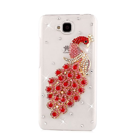 Coque Luxe Strass Diamant Bling Paon pour Huawei Enjoy 5 Rouge