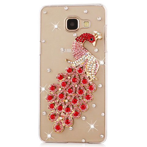 Coque Luxe Strass Diamant Bling Paon pour Samsung Galaxy On7 (2016) G6100 Rouge
