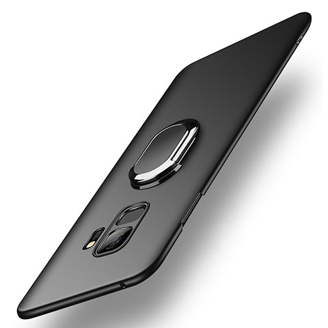 Coque Plastique Housse Etui Rigide Mat avec Support Bague Anneau A01 pour Samsung Galaxy S9 Noir