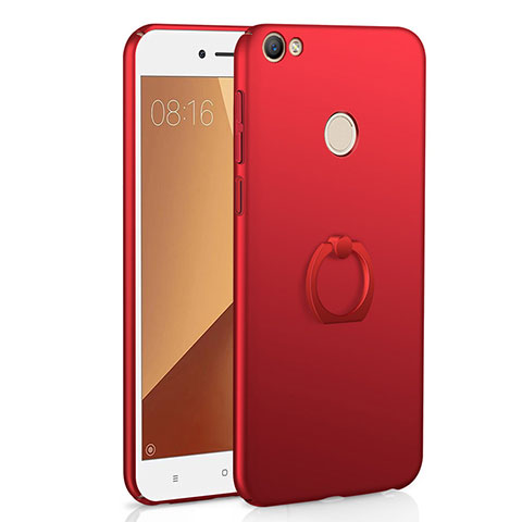 Coque Plastique Housse Etui Rigide Mat avec Support Bague Anneau A01 pour Xiaomi Redmi Note 5A High Edition Rouge