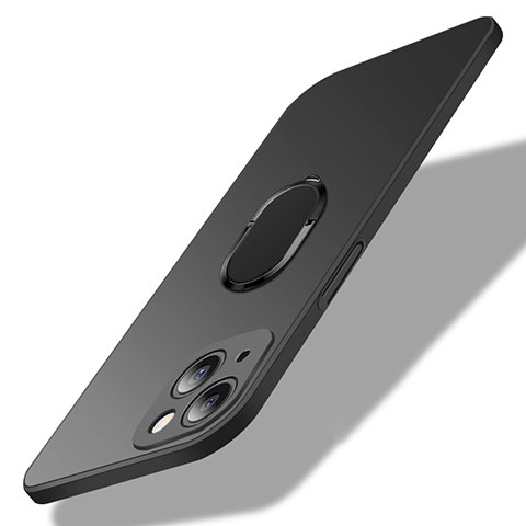Coque Plastique Housse Etui Rigide Mat avec Support Bague Anneau Aimante Magnetique A01 pour Apple iPhone 14 Plus Noir