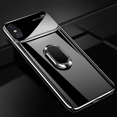 Coque Plastique Housse Etui Rigide Mat avec Support Bague Anneau Aimante Magnetique A01 pour Apple iPhone Xs Noir