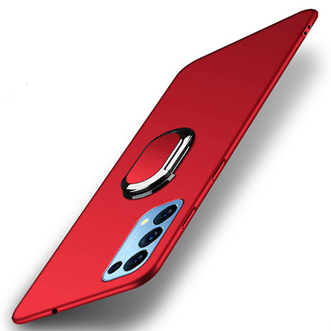 Coque Plastique Housse Etui Rigide Mat avec Support Bague Anneau Aimante Magnetique A01 pour Oppo Find X3 Lite 5G Rouge