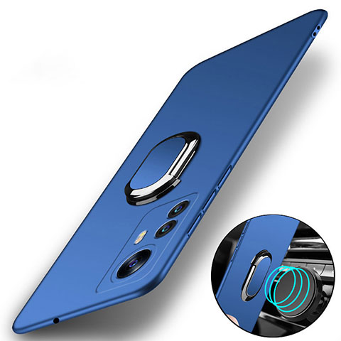 Coque Plastique Housse Etui Rigide Mat avec Support Bague Anneau Aimante Magnetique A01 pour Xiaomi Mi 12S 5G Bleu