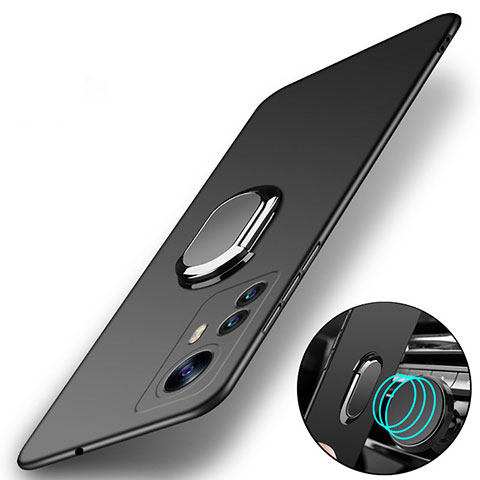 Coque Plastique Housse Etui Rigide Mat avec Support Bague Anneau Aimante Magnetique A01 pour Xiaomi Mi 12X 5G Noir