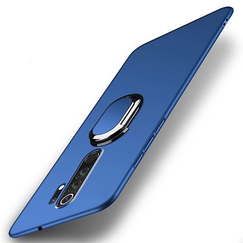 Coque Plastique Housse Etui Rigide Mat avec Support Bague Anneau Aimante Magnetique P01 pour Xiaomi Redmi Note 8 Pro Bleu