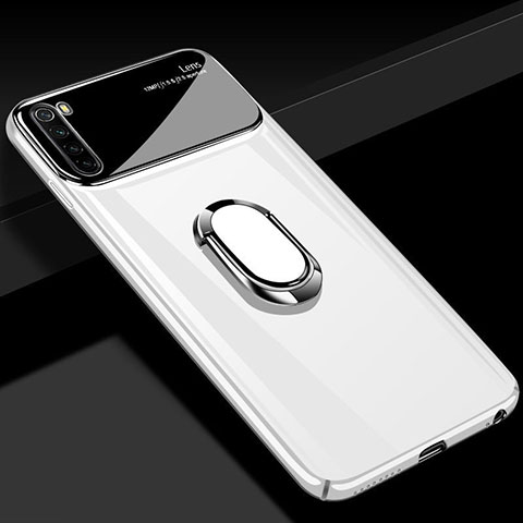 Coque Plastique Housse Etui Rigide Mat avec Support Bague Anneau Aimante Magnetique P03 pour Xiaomi Redmi Note 8 (2021) Blanc