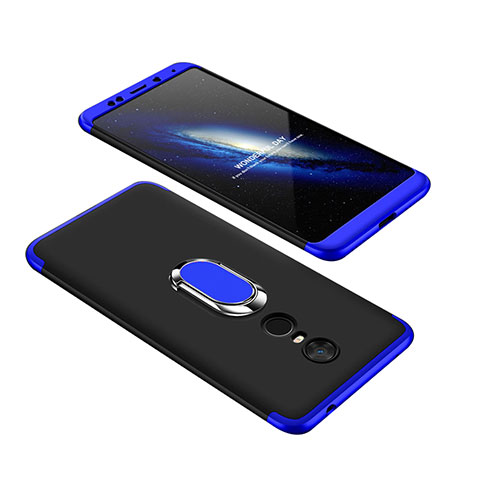 Coque Plastique Mat Protection Integrale 360 Degres Avant et Arriere Etui Housse avec Support Bague Anneau pour Xiaomi Redmi 5 Plus Bleu