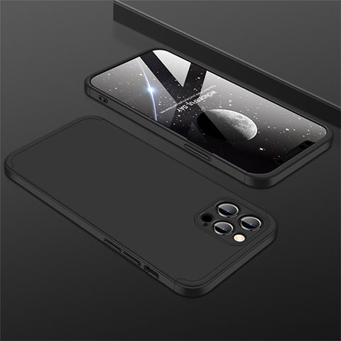Coque Plastique Mat Protection Integrale 360 Degres Avant et Arriere Etui Housse M01 pour Apple iPhone 12 Pro Noir
