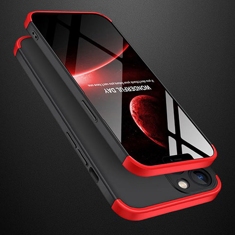 Coque Plastique Mat Protection Integrale 360 Degres Avant et Arriere Etui Housse M01 pour Apple iPhone 13 Rouge et Noir